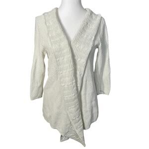 Anthropologie Pins And Needles Cream Cardigan Woven Knit Size Large Womens Cozy